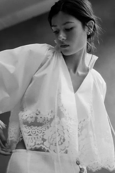 Mare Mare Lace Inset Long-sleeve Blouse In White
