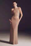 Mare Mare Liquid Sequin Column Maxi Dress In Brown