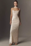 Mare Mare Liquid Sequin Column Maxi Dress In White