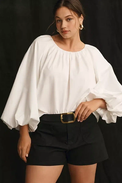 Mare Mare Long-sleeve Crew-neck Blouse In White