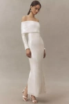 Mare Mare Long-sleeve Off-shoulder Sequin Maxi Dress In White