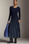 Mare Mare Long-sleeve Slim Sweater Maxi Dress In Blue