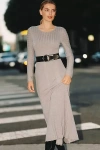 Mare Mare Long-sleeve Slim Sweater Maxi Dress In Gray