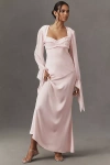 Mare Mare Long-sleeve Square-neck Maxi Dress In Pink
