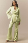 Mare Mare Long-sleeve Wrap Top & Pants Set In Green