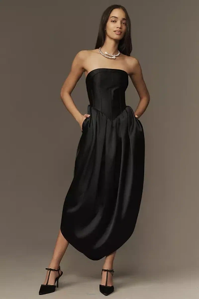 Mare Mare Luna Strapless Tulip Midi Dress In Black