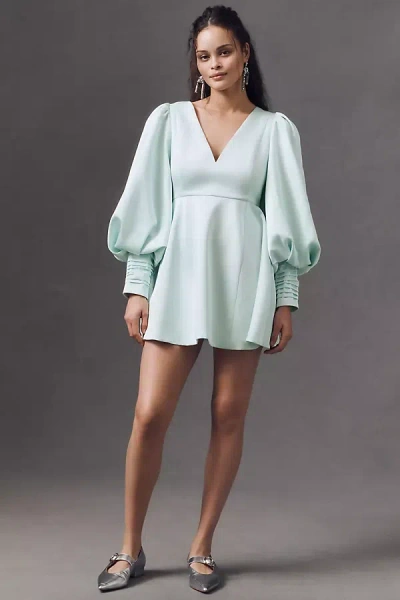 Mare Mare Macie Balloon-sleeve V-neck A-line Mini Dress In Mint