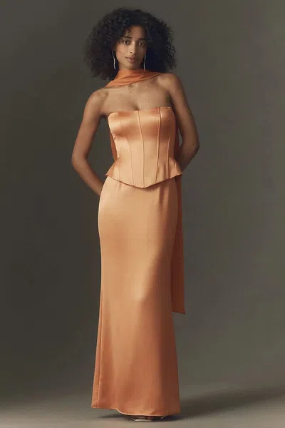 Mare Mare Mimi Satin Corset Dress In Orange