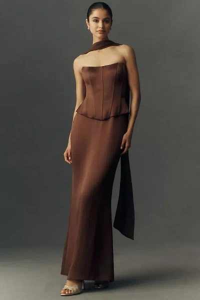 Mare Mare Mimi Satin Corset Dress In Brown