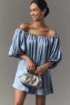 Mare Mare Off-the-shoulder Puff-sleeve Shine Mini Dress