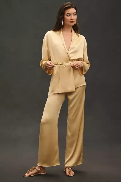 Mare Mare Pleated Satin Pants In Gold
