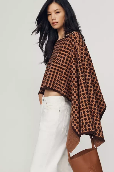 Mare Mare Printed Swing Poncho Top In Brown