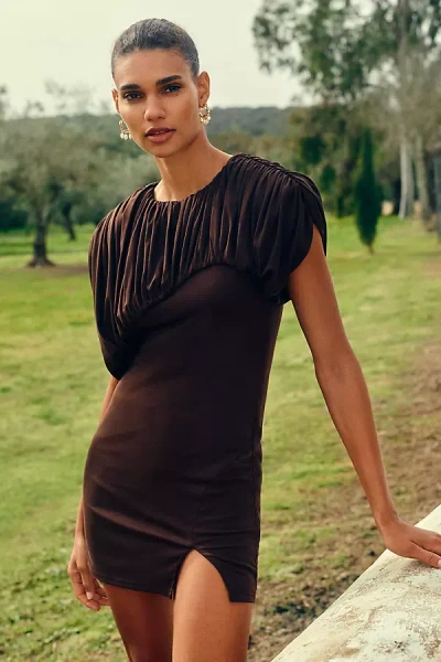 Mare Mare Puff-sleeve Dress In Brown