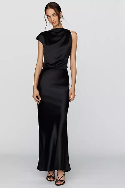 Mare Mare Satin Cowl Maxi Dress In Black