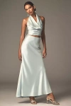 Mare Mare Satin Cowl-neck Halter Top & Column Maxi Skirt Set