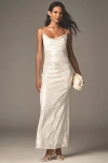 Mare Mare Satin Cowl-neck Sequin Column Maxi Dress