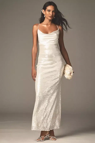 Mare Mare Satin Cowl-neck Sequin Column Maxi Dress