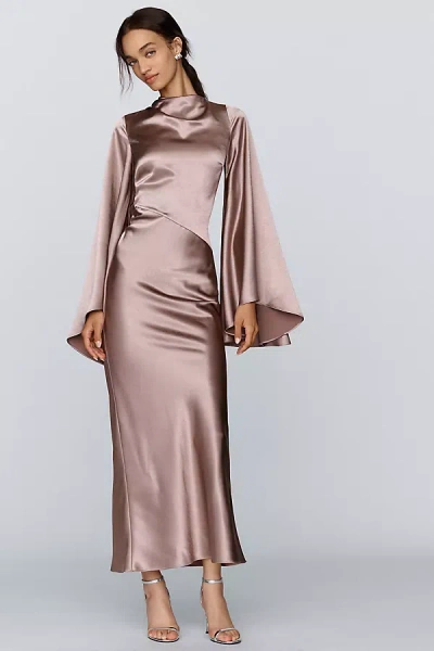 Mare Mare Satin Maxi Dress In Brown