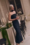 Mare Mare Sequin Strapless Column Maxi Dress In Blue
