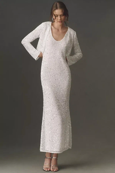 Mare Mare Sequined Shrug And Maxi Dress Set In White