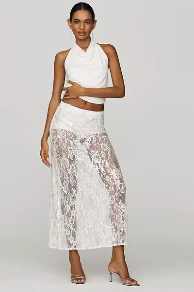 Mare Mare Sheer Lace Sequin Skirt In White