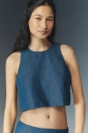 Mare Mare Sleeveless Crop Denim Tank Top In Blue