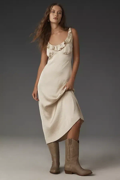 Mare Mare Sleeveless Midi Slip Dress In Beige
