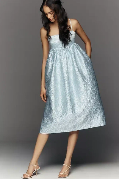 Mare Mare Square-neck Babydoll Midi Dress In Blue