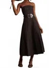 Mare Mare Strapless A-line Midi Dress In Black In Brown