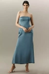 Mare Mare Strapless Corset Lace-up Midi Dress In Blue