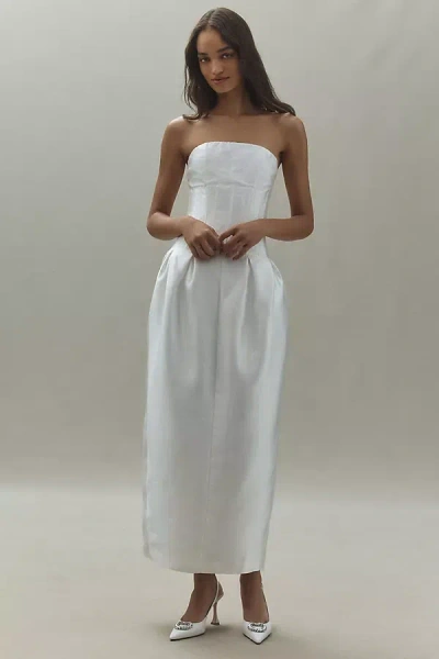 Mare Mare Strapless Pleated Hourglass Maxi Dress In White