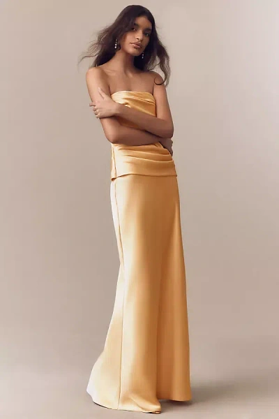 Mare Mare Strapless Ruched Corset Dress In Gold