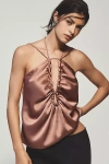 Mare Mare Tie-neck Keyhole Silky Tank Top In Purple