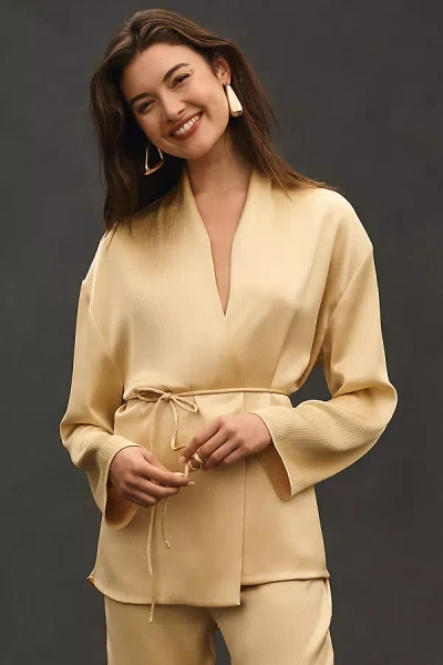 Mare Mare Tie Plissé Blazer Jacket In Gold