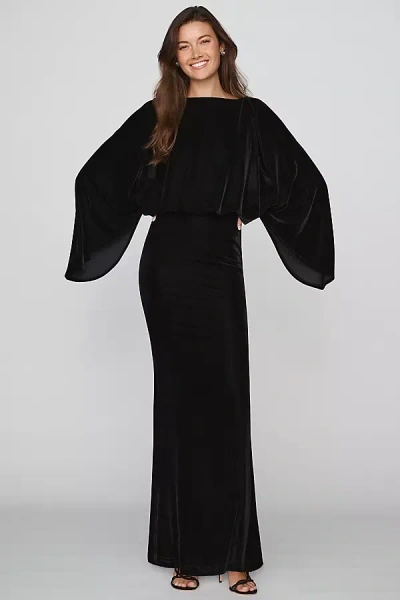 Mare Mare Velvet Cape Sleeve Maxi Dress In Black