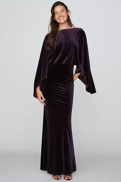 Mare Mare Velvet Cape Sleeve Maxi Dress In Purple