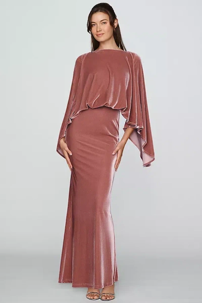 Mare Mare Velvet Cape Sleeve Maxi Dress In Purple