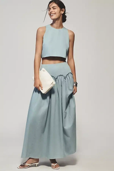 Mare Mare X Anthropologie Basque-waist Maxi Skirt In Blue