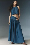 Mare Mare X Anthropologie Basque-waist Maxi Skirt In Blue