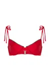 Mare Perpetua The Dusk Lace-trimmed Balconette Bikini Top In Red