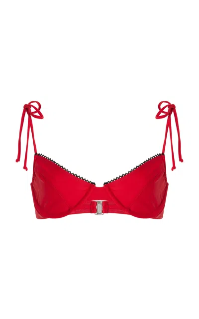 Mare Perpetua The Dusk Lace-trimmed Balconette Bikini Top In Red