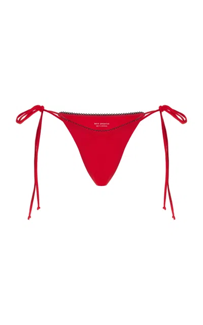 Mare Perpetua The Dusk Lace-trimmed Bikini Bottom In Red