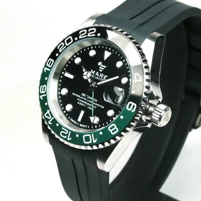 Pre-owned Mare Unlimited® Mare Unlimited, Greenwich Series, Gmt, Swiss Ronda, Black & Green Bezel,10atm