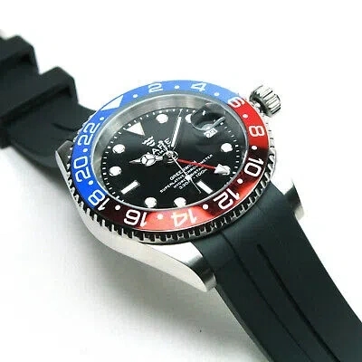 Pre-owned Mare Unlimited® Mare Unlimited, Greenwich Series, Swiss Ronda Gmt Red & Blue Bezel,10atm Pepsi
