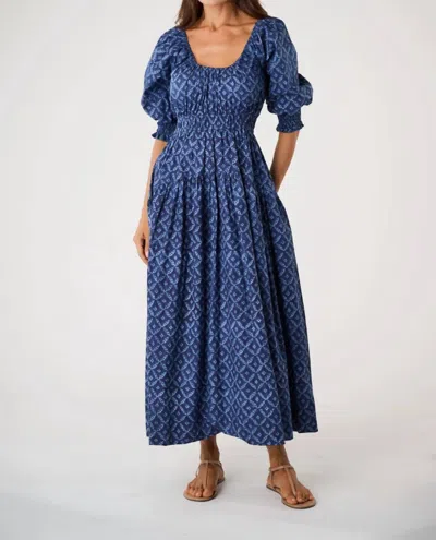 Marea Abby Dress In Indigo Lattice In Multi