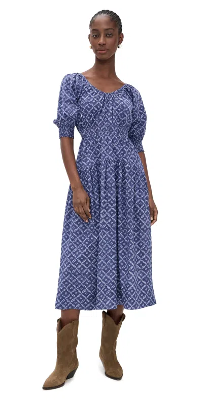 Marea Abby Dress Indigo Lattice
