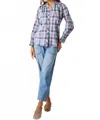 Marea Charlize Top In Harbor Blue Check In Multi