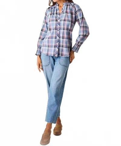 Marea Charlize Top In Harbor Blue Check In Multi
