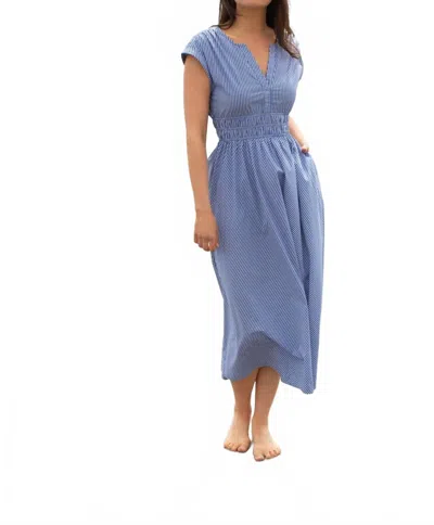 Marea Clara Midi Dress In Blue And White Pinstripe