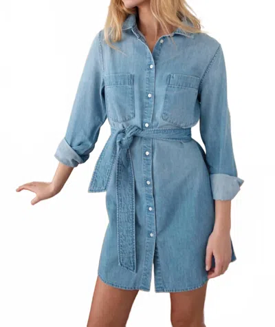 Marea Classic Denim Shirt Dress In Pale Wash In Blue